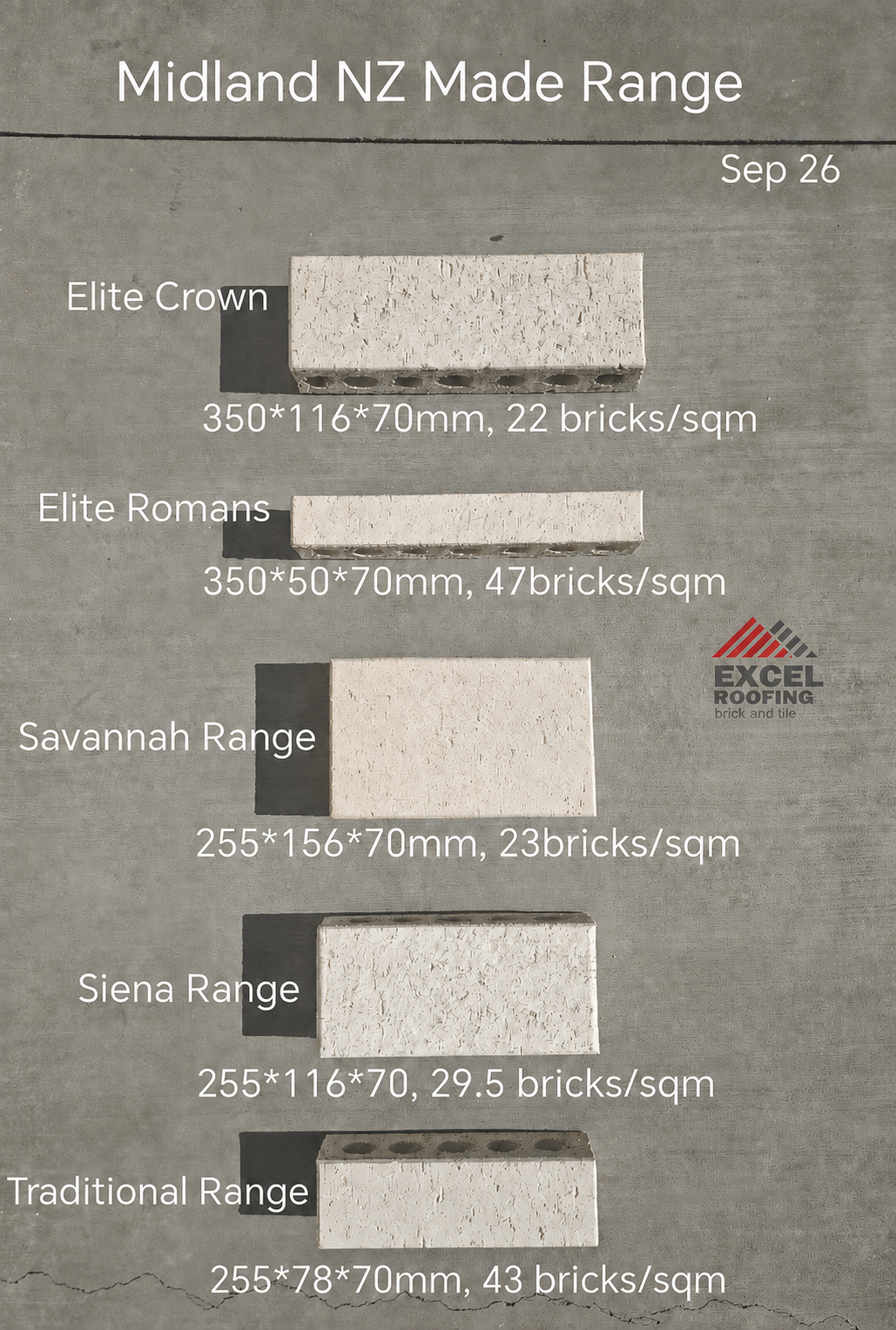 Midland Brick Midland – NZ Made Range samples