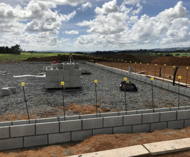 The Block Shop concrete blocks installed for a building foundation