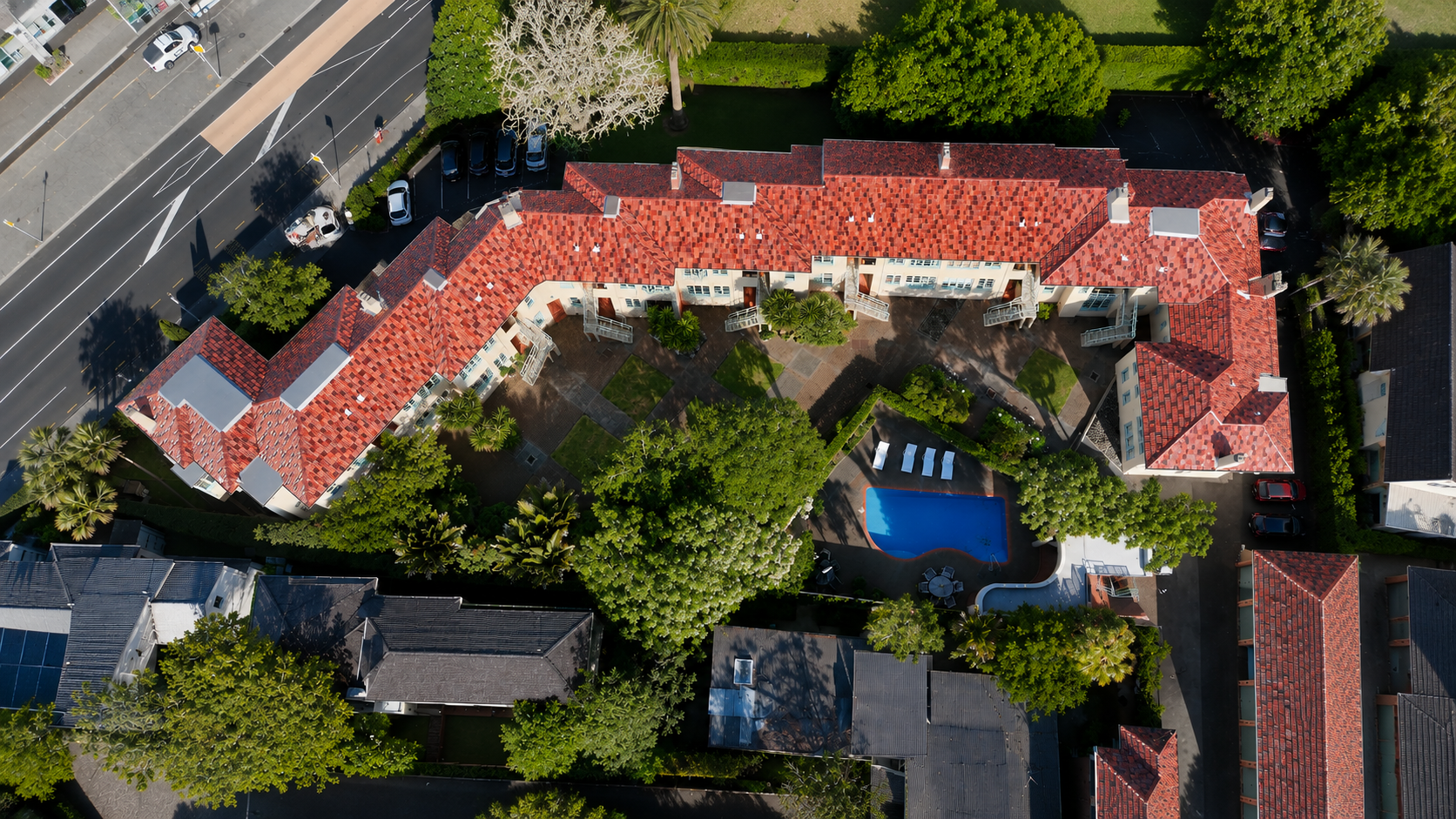 Completed Marino Gardens Heritage Re-roof aerial view