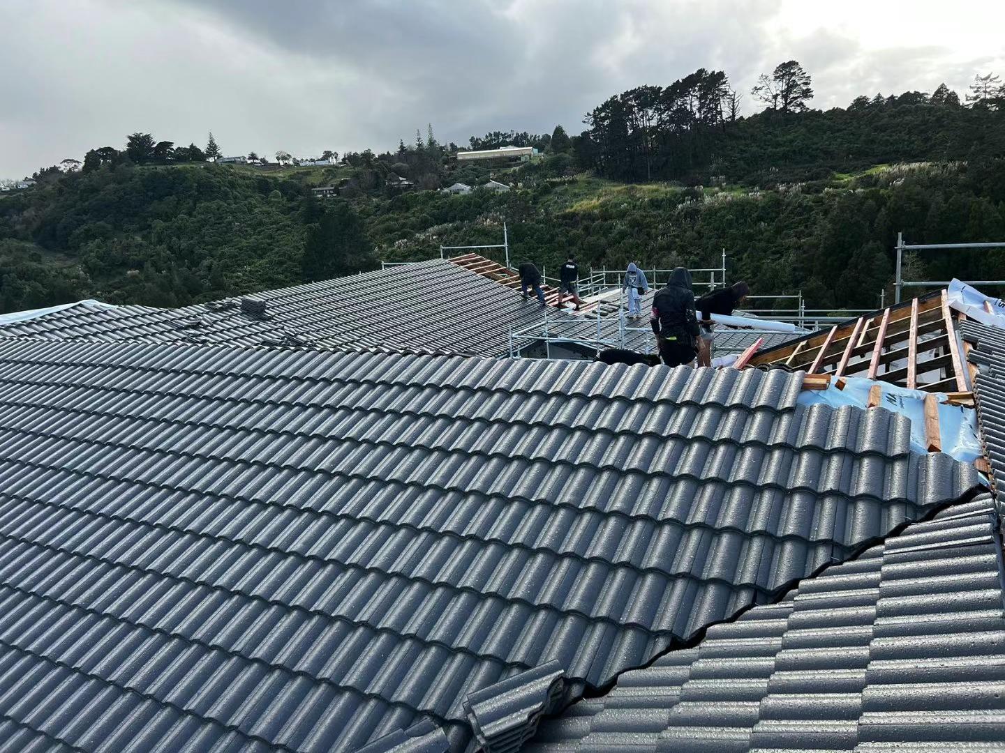 Work progressing across the roof